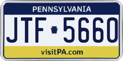 PA license plate JTF5660