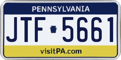 PA license plate JTF5661