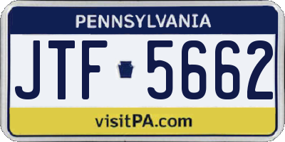 PA license plate JTF5662