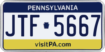PA license plate JTF5667