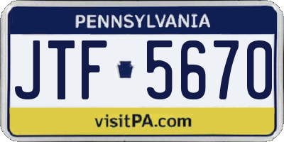 PA license plate JTF5670