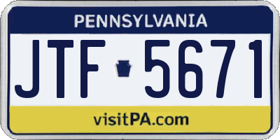 PA license plate JTF5671