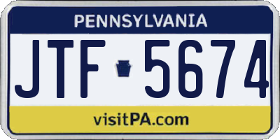 PA license plate JTF5674