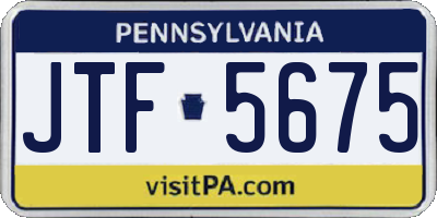 PA license plate JTF5675