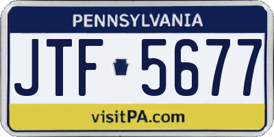 PA license plate JTF5677