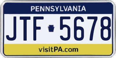 PA license plate JTF5678
