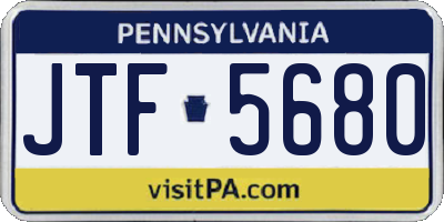 PA license plate JTF5680