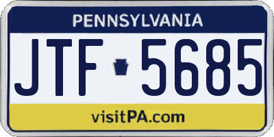 PA license plate JTF5685