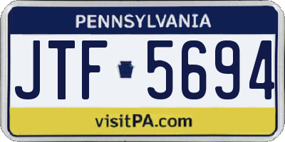 PA license plate JTF5694