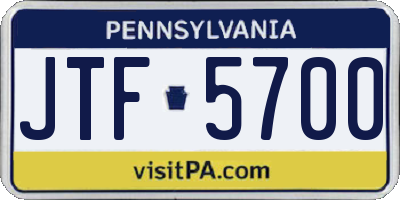 PA license plate JTF5700