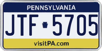 PA license plate JTF5705