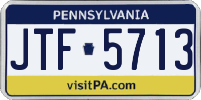 PA license plate JTF5713