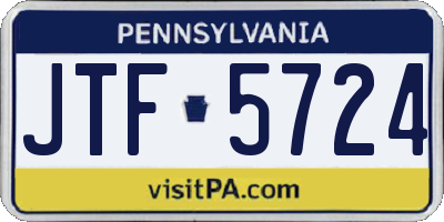 PA license plate JTF5724
