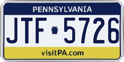 PA license plate JTF5726