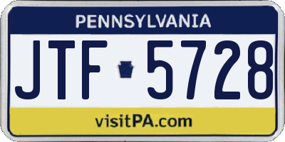 PA license plate JTF5728