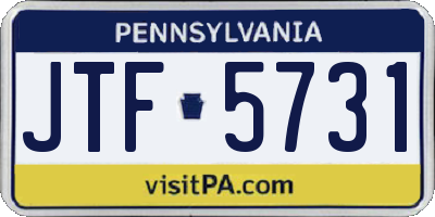 PA license plate JTF5731