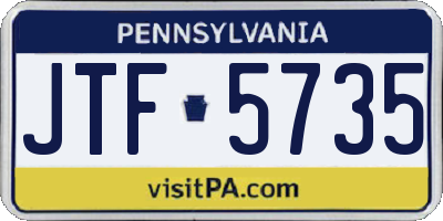 PA license plate JTF5735
