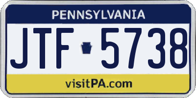 PA license plate JTF5738