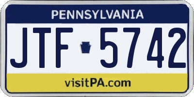 PA license plate JTF5742