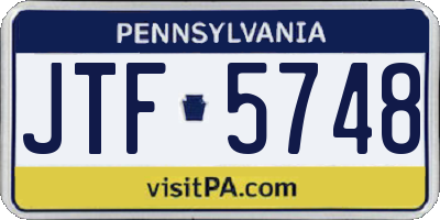 PA license plate JTF5748