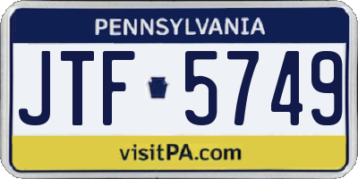 PA license plate JTF5749