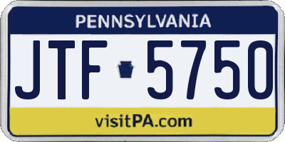 PA license plate JTF5750
