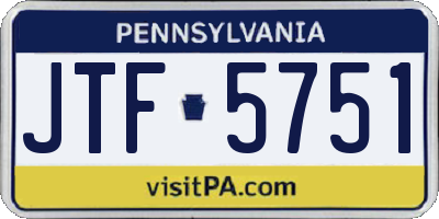 PA license plate JTF5751