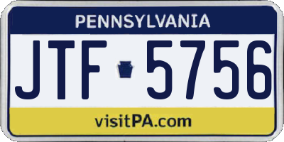 PA license plate JTF5756