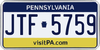PA license plate JTF5759