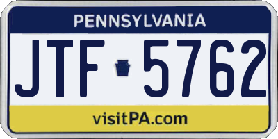 PA license plate JTF5762