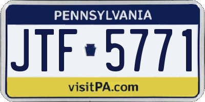 PA license plate JTF5771