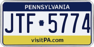 PA license plate JTF5774