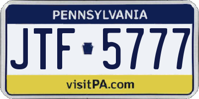 PA license plate JTF5777