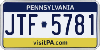 PA license plate JTF5781