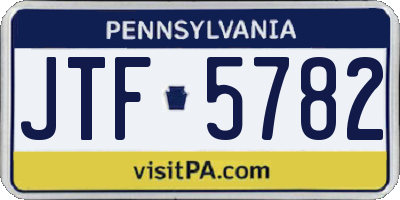 PA license plate JTF5782