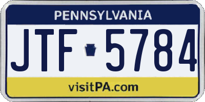 PA license plate JTF5784