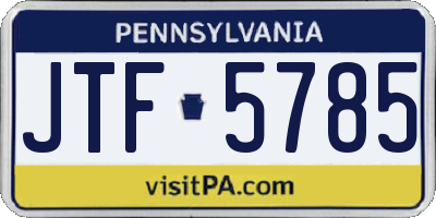 PA license plate JTF5785