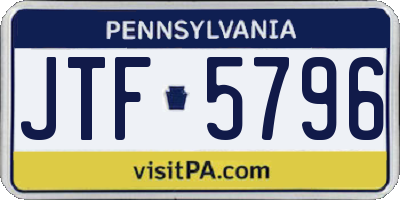 PA license plate JTF5796