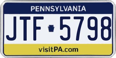 PA license plate JTF5798