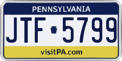 PA license plate JTF5799