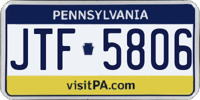 PA license plate JTF5806