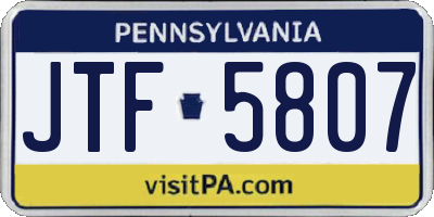 PA license plate JTF5807