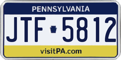 PA license plate JTF5812