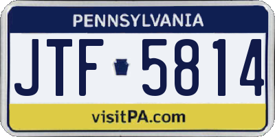 PA license plate JTF5814