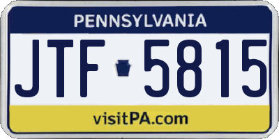 PA license plate JTF5815
