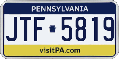 PA license plate JTF5819