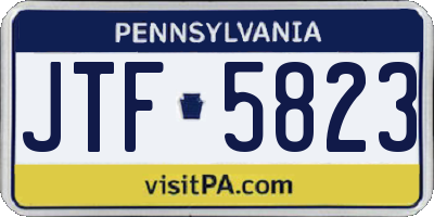 PA license plate JTF5823