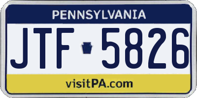 PA license plate JTF5826
