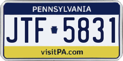 PA license plate JTF5831