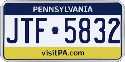 PA license plate JTF5832
